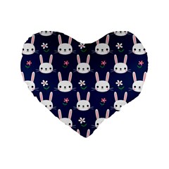 Cute Bunny Pattern, Easter, Koteto Standard 16  Premium Flano Heart Shape Cushions by kyorashop23