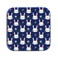 Cute Bunny Pattern, Easter, Koteto Square Metal Box (black) by kyorashop23