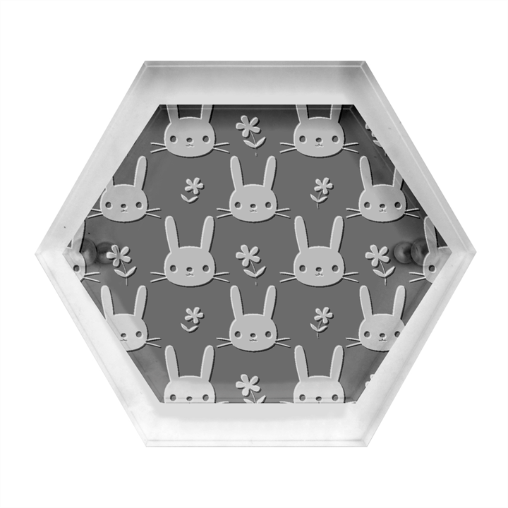 Cute Bunny Pattern, Easter, Koteto Hexagon Wood Jewelry Box