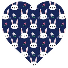 Cute Bunny Pattern, Easter, Koteto Wooden Puzzle Heart