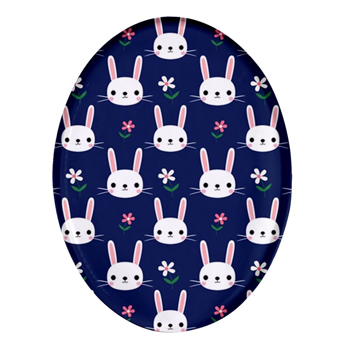 Cute Bunny Pattern, Easter, Koteto Oval Glass Fridge Magnet (4 pack)