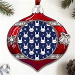 Cute Bunny Pattern, Easter, Koteto Metal Snowflake And Bell Red Ornament Front