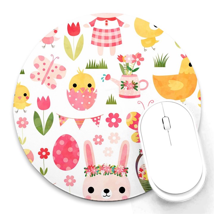 Cute Easter Bunny, Koteto, Animal, Baby Round Mousepad