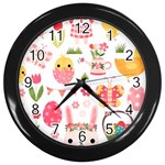 Cute Easter Bunny, Koteto, Animal, Baby Wall Clock (Black) Front