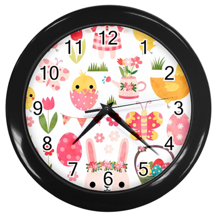 Cute Easter Bunny, Koteto, Animal, Baby Wall Clock (Black)