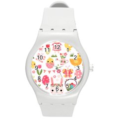 Cute Easter Bunny, Koteto, Animal, Baby Round Plastic Sport Watch (m)