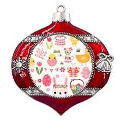 Cute Easter Bunny, Koteto, Animal, Baby Metal Snowflake And Bell Red Ornament