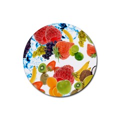 Fruits, Drip, Fruit, Paint, Spring Rubber Round Coaster (4 Pack)