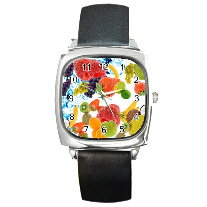 Fruits, Drip, Fruit, Paint, Spring Square Metal Watch