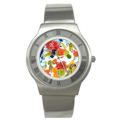 Fruits, Drip, Fruit, Paint, Spring Stainless Steel Watch by kyorashop23