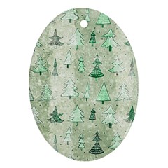 Green Christmas Trees, Cute, Doodle Ornament (oval)