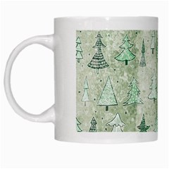 Green Christmas Trees, Cute, Doodle White Mug