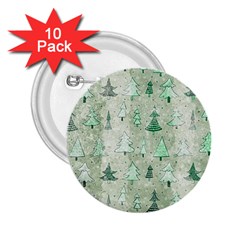 Green Christmas Trees, Cute, Doodle 2 25  Buttons (10 Pack) 