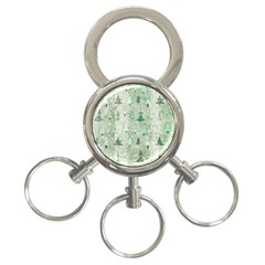 Green Christmas Trees, Cute, Doodle 3-ring Key Chain