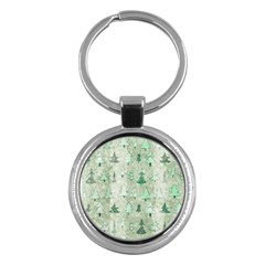 Green Christmas Trees, Cute, Doodle Key Chain (round) by kyorashop23