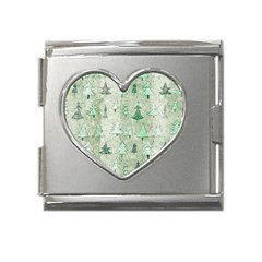 Green Christmas Trees, Cute, Doodle Mega Link Heart Italian Charm (18mm)