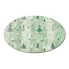 Green Christmas Trees, Cute, Doodle Oval Magnet