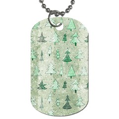 Green Christmas Trees, Cute, Doodle Dog Tag (one Side)