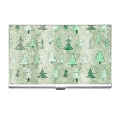 Green Christmas Trees, Cute, Doodle Business Card Holder