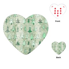 Green Christmas Trees, Cute, Doodle Playing Cards Single Design (heart)