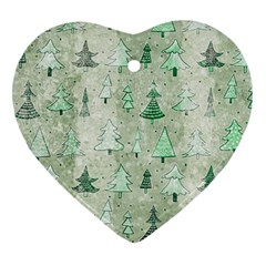 Green Christmas Trees, Cute, Doodle Heart Ornament (two Sides)