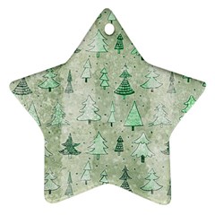 Green Christmas Trees, Cute, Doodle Star Ornament (two Sides) by kyorashop23