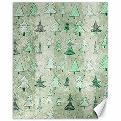 Green Christmas Trees, Cute, Doodle Canvas 11  X 14 