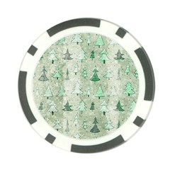 Green Christmas Trees, Cute, Doodle Poker Chip Card Guard