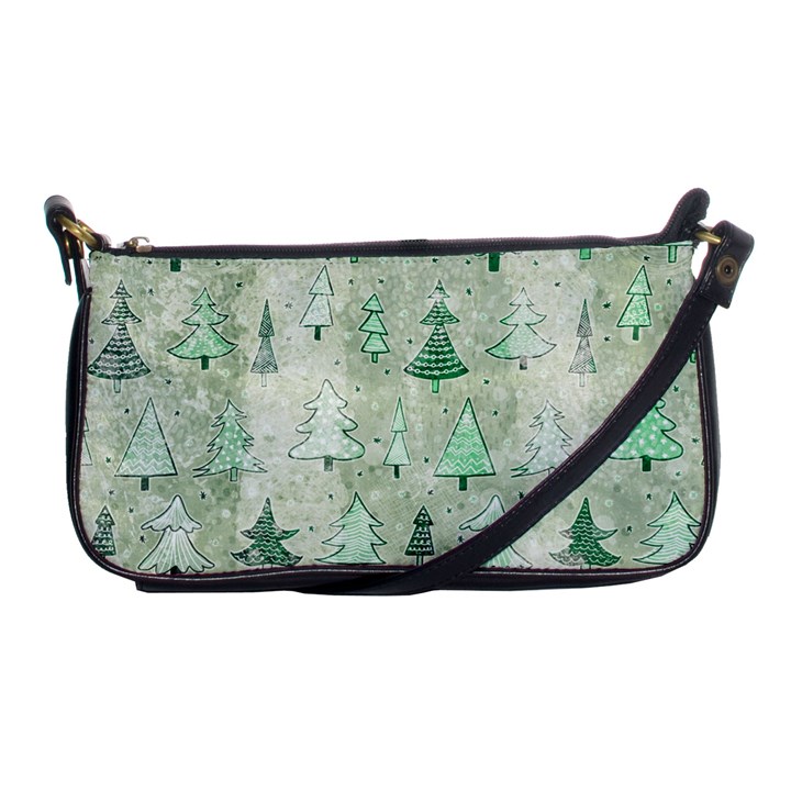 Green Christmas Trees, Cute, Doodle Shoulder Clutch Bag