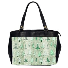 Green Christmas Trees, Cute, Doodle Oversize Office Handbag (2 Sides)