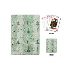 Green Christmas Trees, Cute, Doodle Playing Cards Single Design (mini)