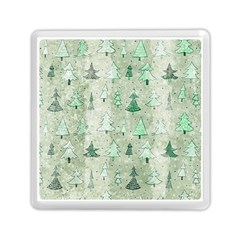 Green Christmas Trees, Cute, Doodle Memory Card Reader (square)