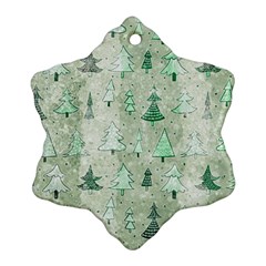 Green Christmas Trees, Cute, Doodle Ornament (snowflake)