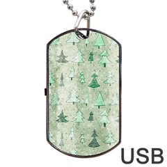 Green Christmas Trees, Cute, Doodle Dog Tag Usb Flash (two Sides)