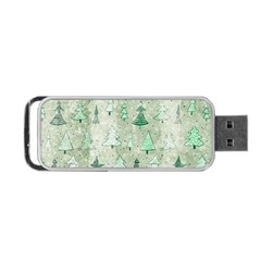 Green Christmas Trees, Cute, Doodle Portable Usb Flash (one Side)