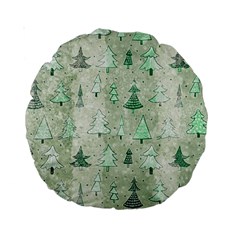 Green Christmas Trees, Cute, Doodle Standard 15  Premium Round Cushions