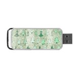 Green Christmas Trees, Cute, Doodle Portable USB Flash (One Side) Front