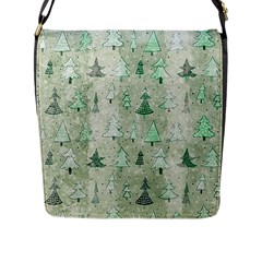 Green Christmas Trees, Cute, Doodle Flap Closure Messenger Bag (l)