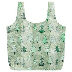 Green Christmas Trees, Cute, Doodle Full Print Recycle Bag (xl)