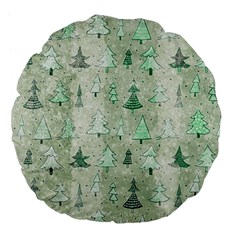 Green Christmas Trees, Cute, Doodle Large 18  Premium Flano Round Cushions by kyorashop23