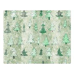 Green Christmas Trees, Cute, Doodle Two Sides Premium Plush Fleece Blanket (large)