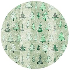 Green Christmas Trees, Cute, Doodle Wooden Bottle Opener (round)