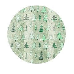 Green Christmas Trees, Cute, Doodle Mini Round Pill Box (pack Of 5)