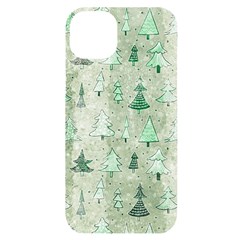 Green Christmas Trees, Cute, Doodle Iphone 14 Plus Black Uv Print Case