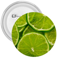 Lime Slices Close Up, Fresh, Fruit, Green Lemon 3  Buttons