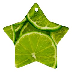 Lime Slices Close Up, Fresh, Fruit, Green Lemon Ornament (star)