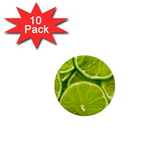 Lime Slices Close Up, Fresh, Fruit, Green Lemon 1  Mini Buttons (10 Pack) 