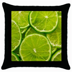 Lime Slices Close Up, Fresh, Fruit, Green Lemon Throw Pillow Case (black)