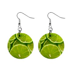 Lime Slices Close Up, Fresh, Fruit, Green Lemon Mini Button Earrings by kyorashop23