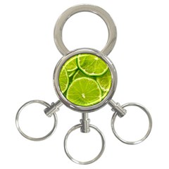 Lime Slices Close Up, Fresh, Fruit, Green Lemon 3-ring Key Chain by kyorashop23